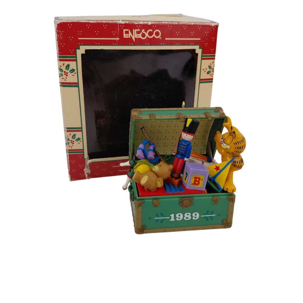 Enesco Garfield Christmas Ornament 1989 "Mine, Oh Mine" Box Vtg